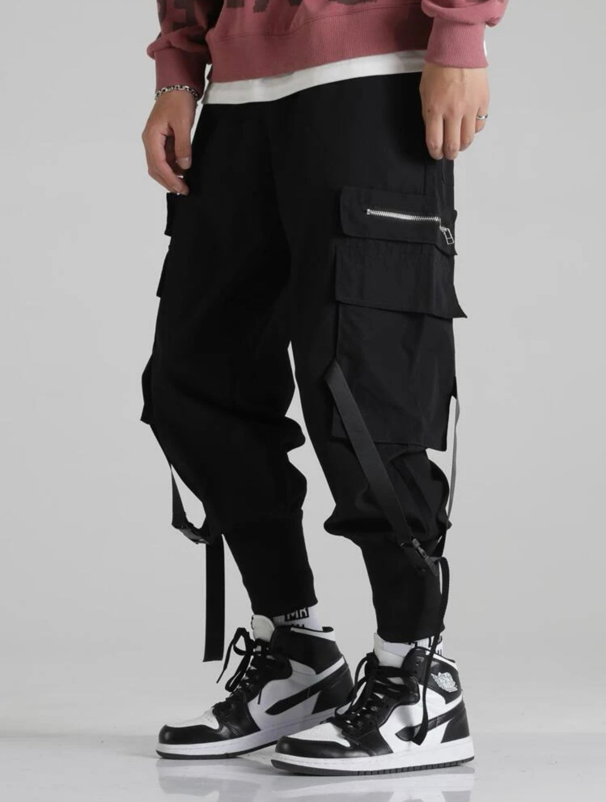 Men Flap Pocket Buckle Cargo Pants