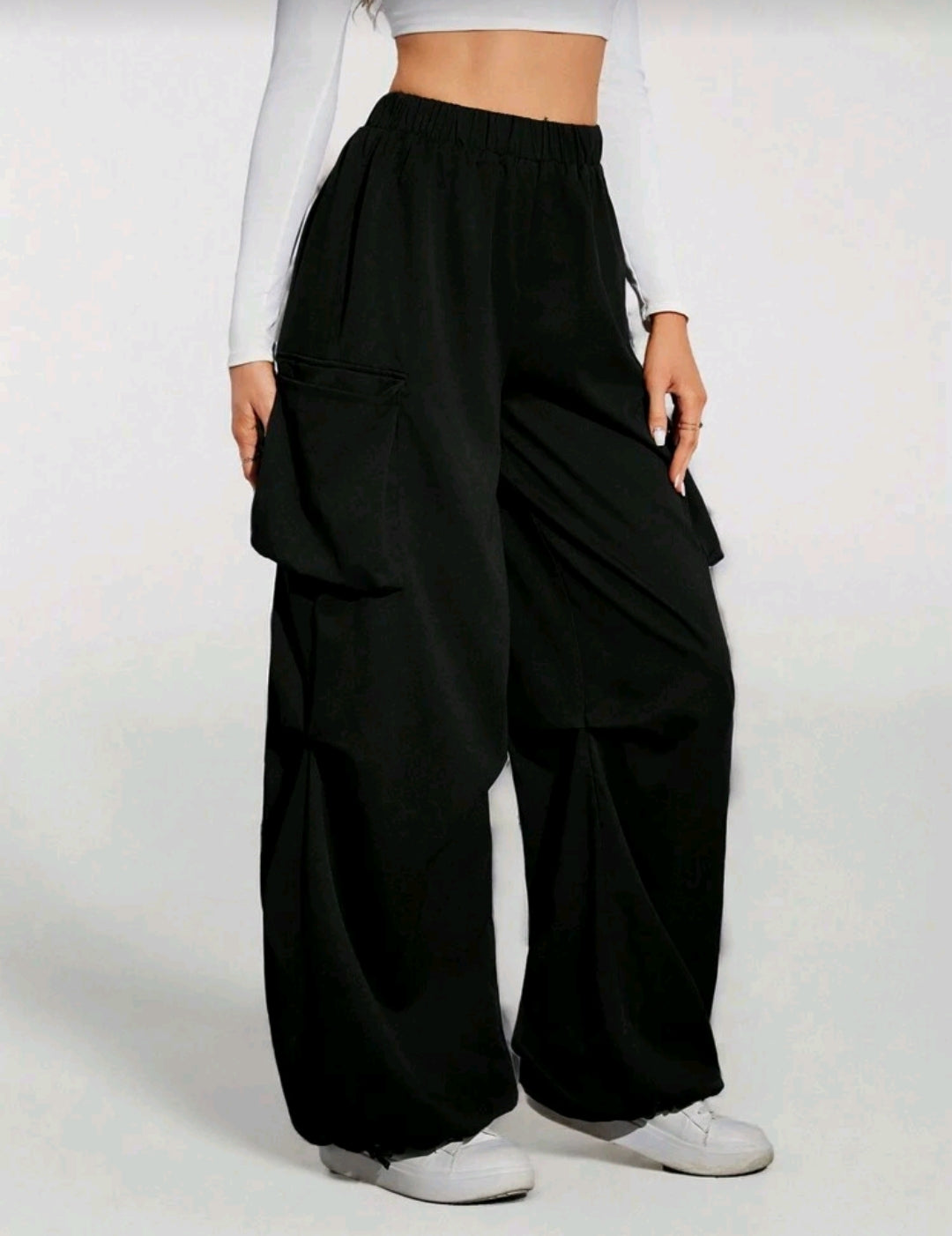 Tall black street cargo pants