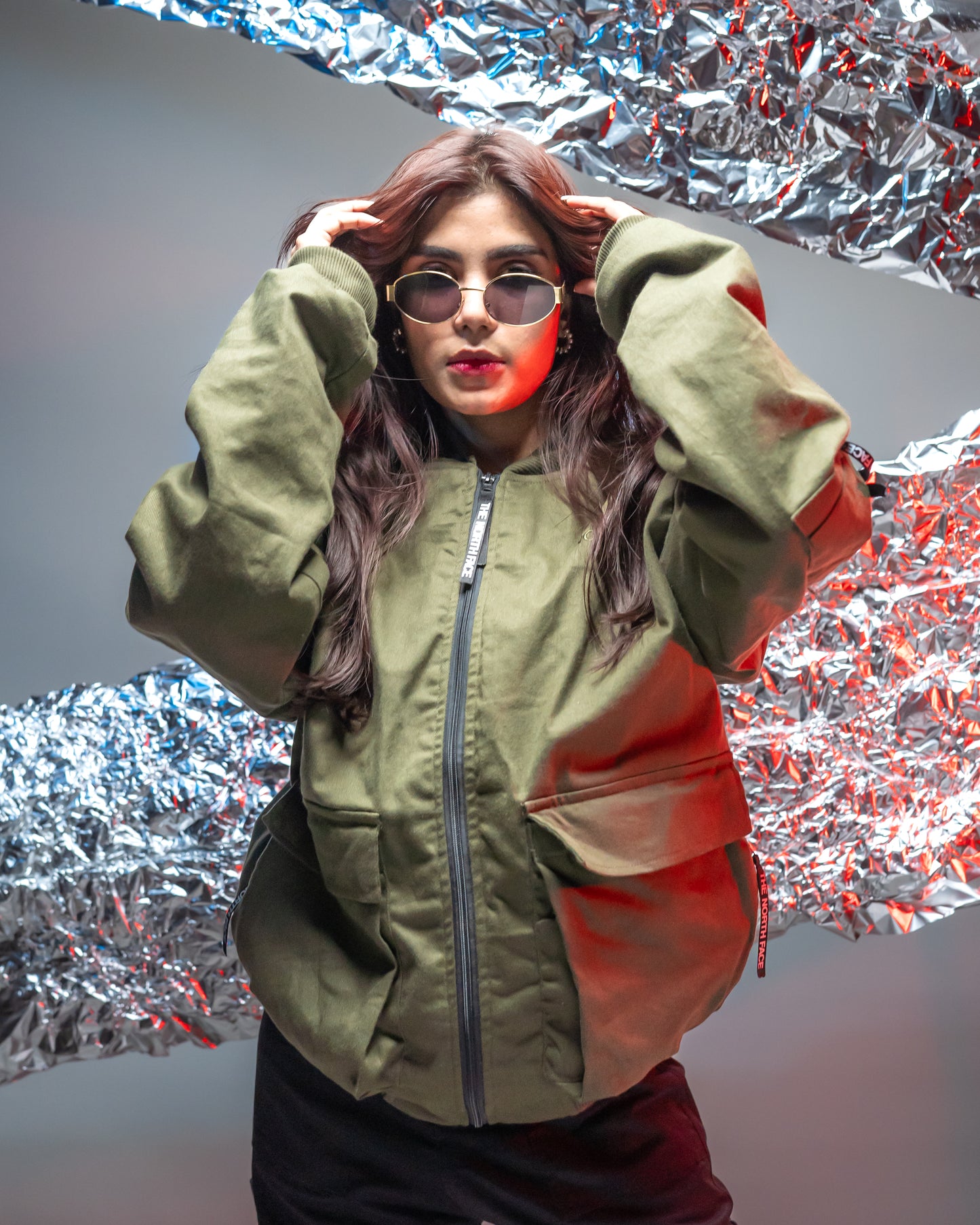 Olive Green Tnf Bomber Jacket