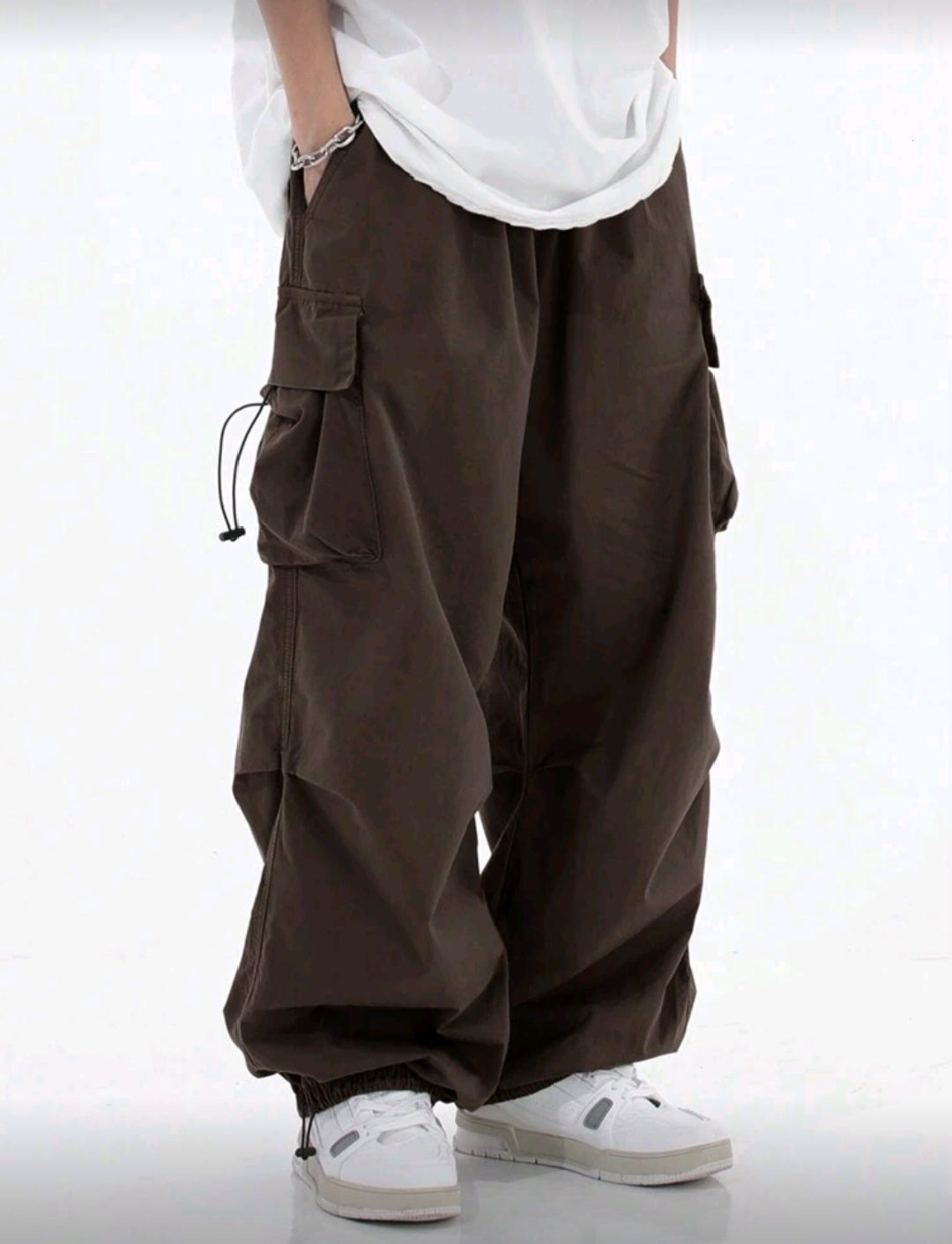 Flap Pocket Side Drawstring Cargo Pants
