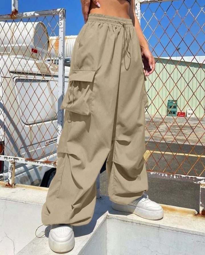 Flap Pocket Side Drawstring Cargo Pants