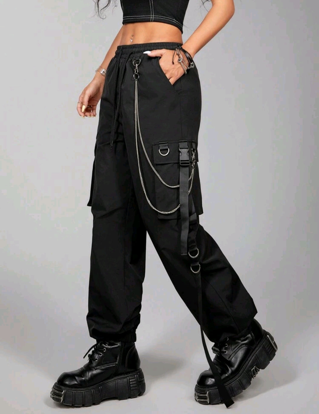 Women Functional Belt Cargo Pants