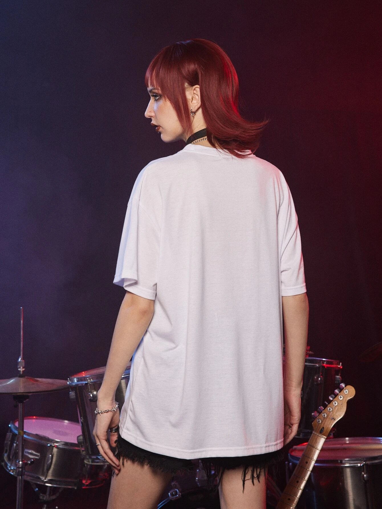 Grunge Punk Skeleton Print Tee