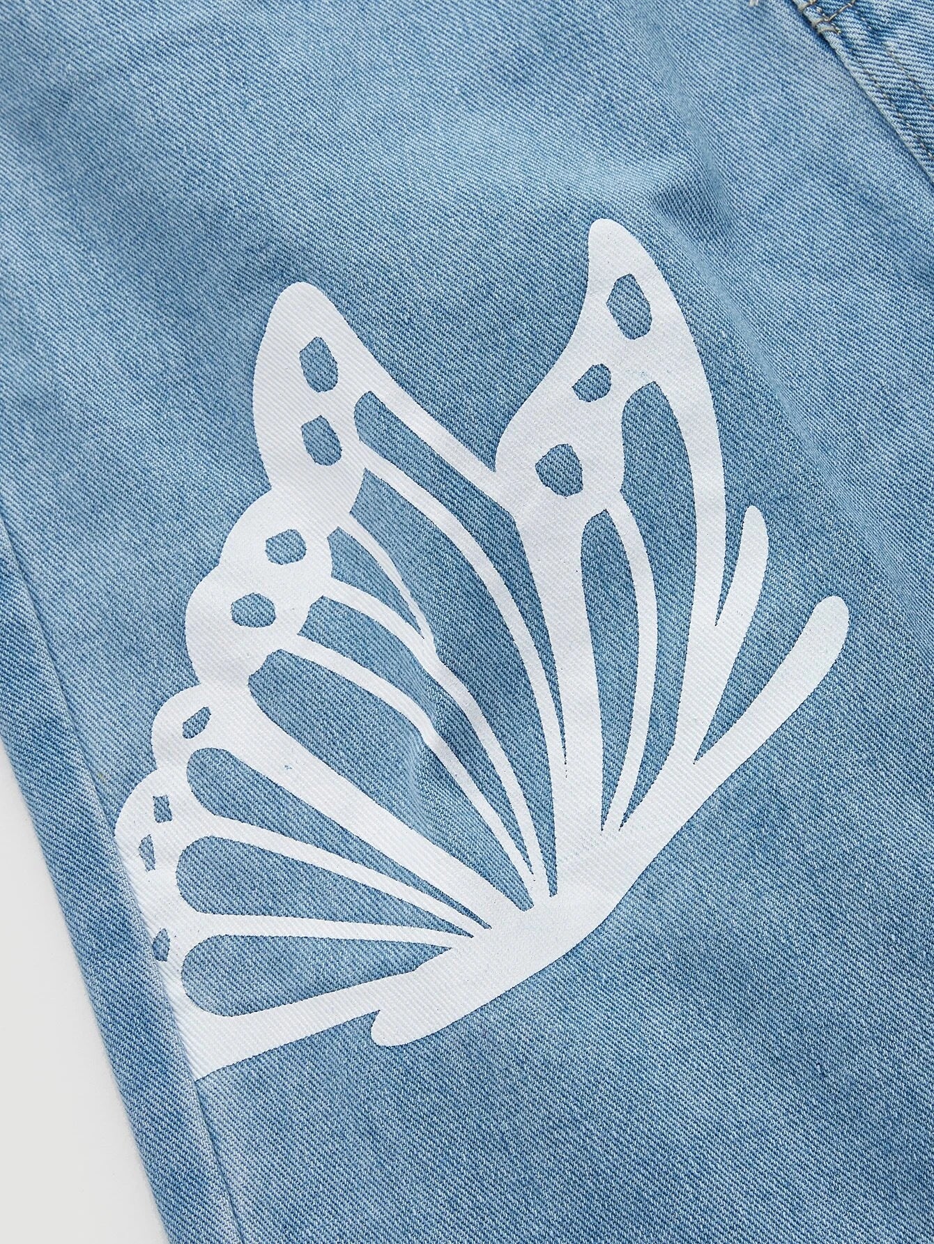 Butterfly Print Wide Leg Jeans