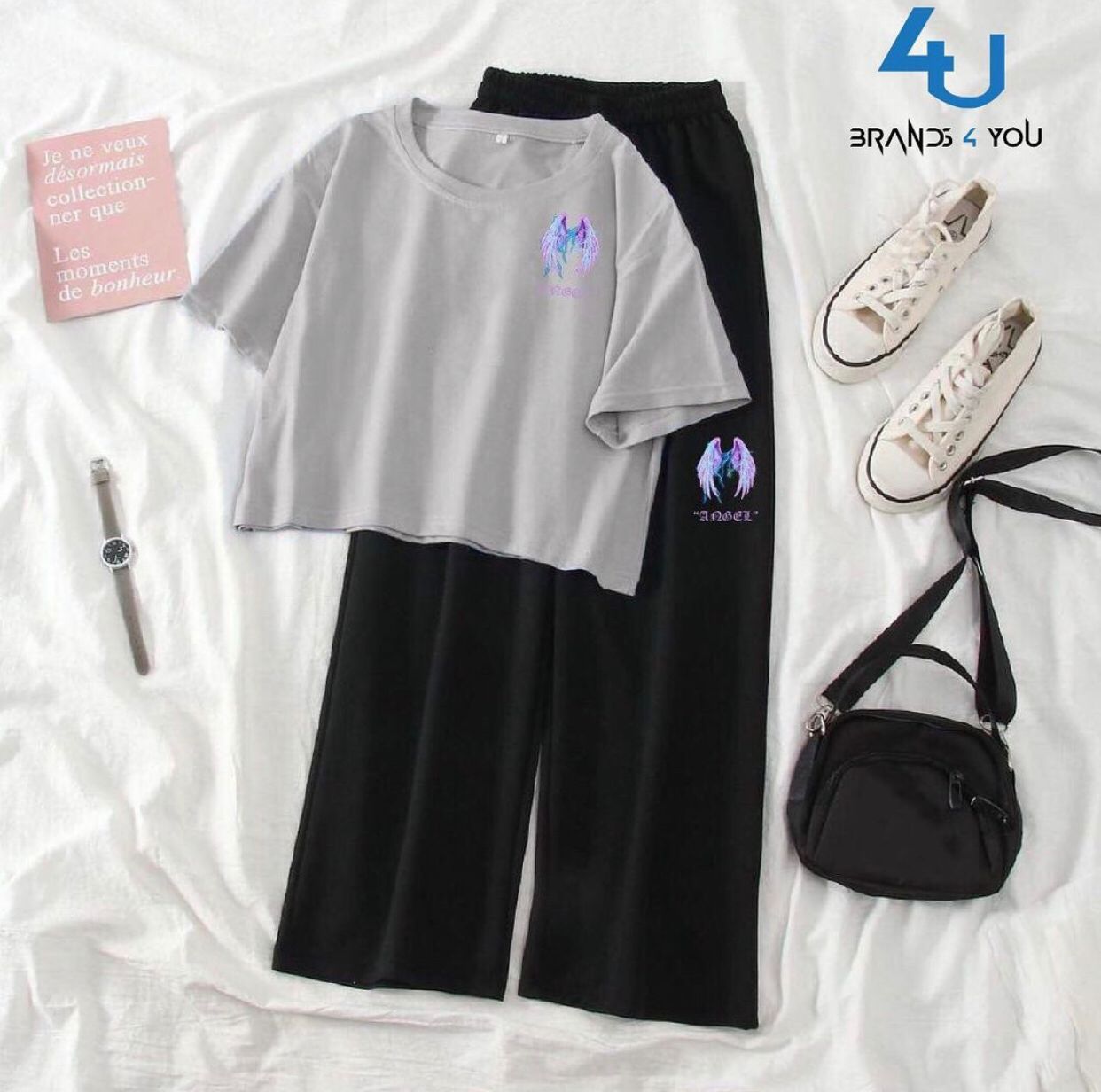 Angel Wing Twinset grey black