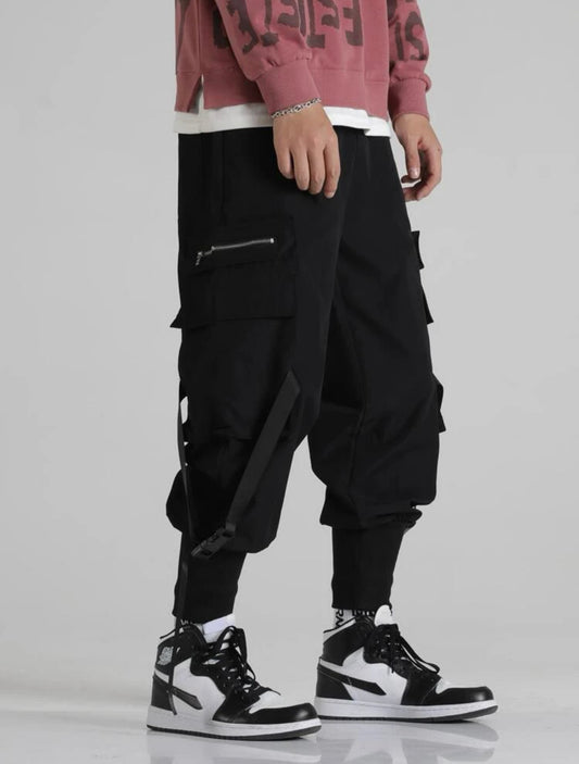 Men Flap Pocket Buckle Cargo Pants