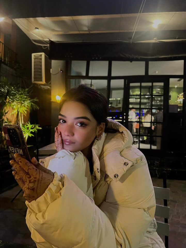 Beige Hooded Puffer Jacket