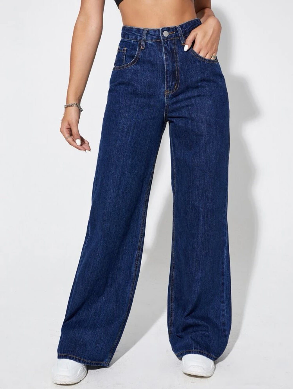 Dark Blue Wide Leg Jeans