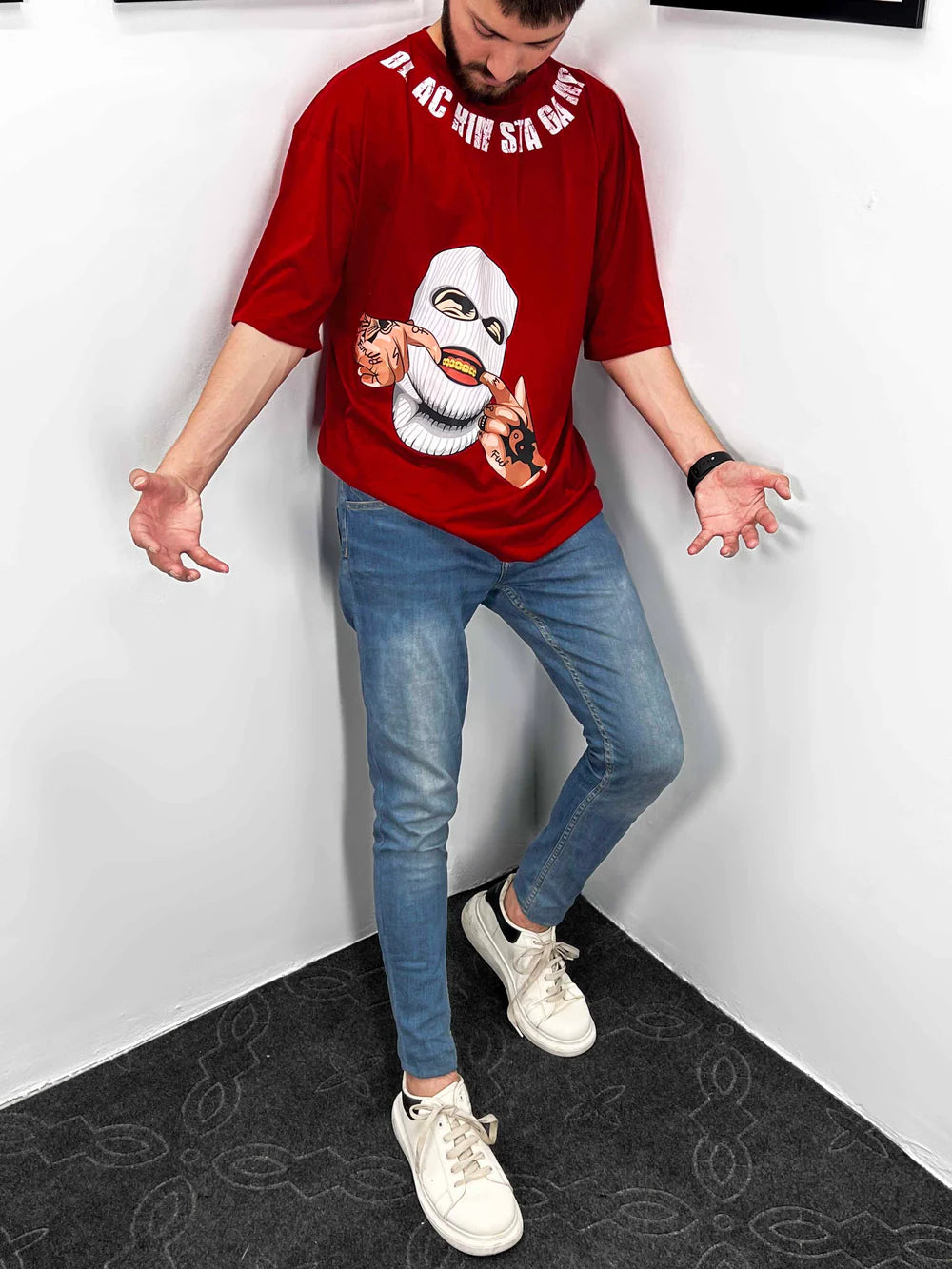 Maroon Insta Gang Oversized T-shirt
