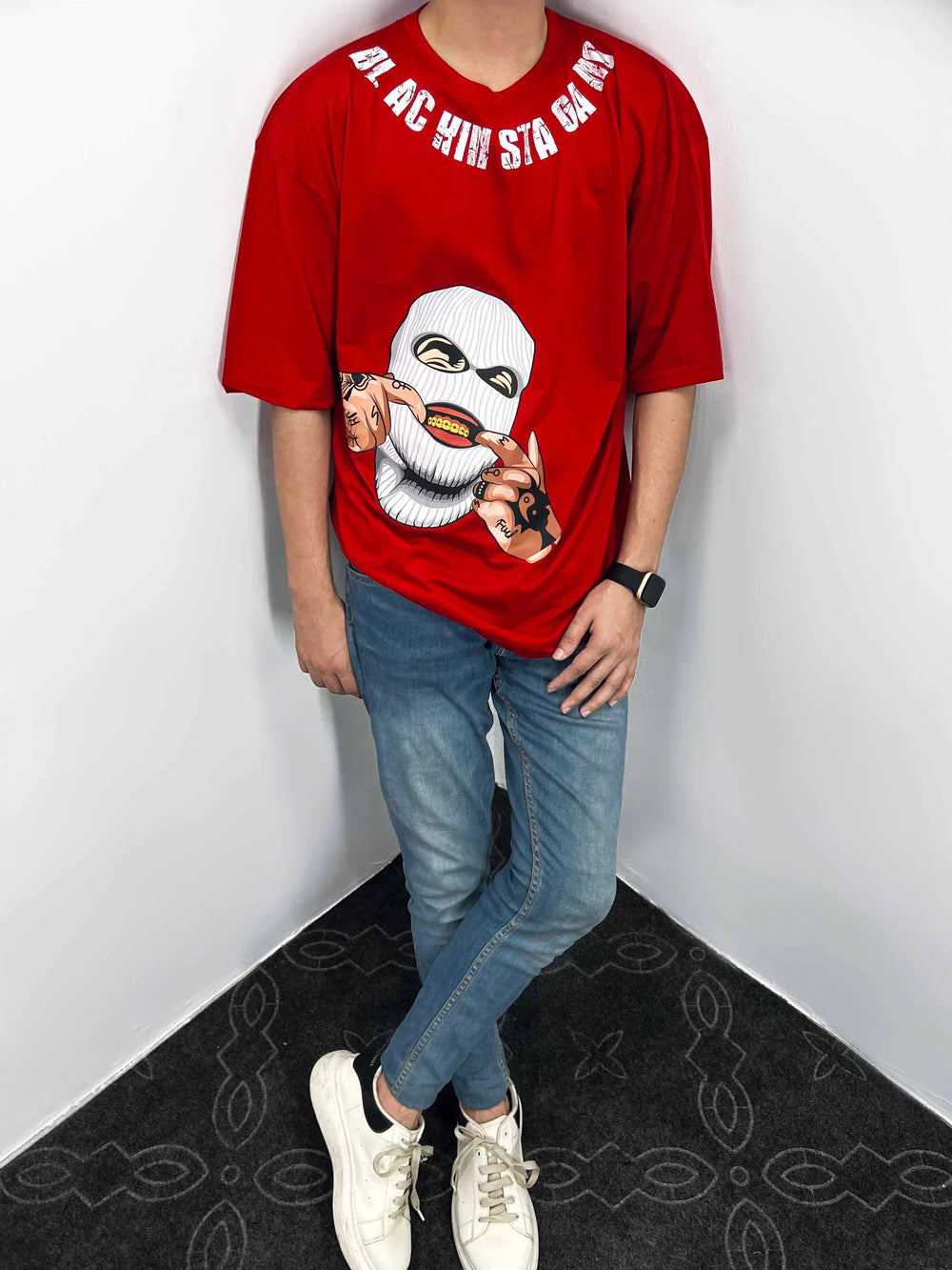 Maroon Insta Gang Oversized T-shirt
