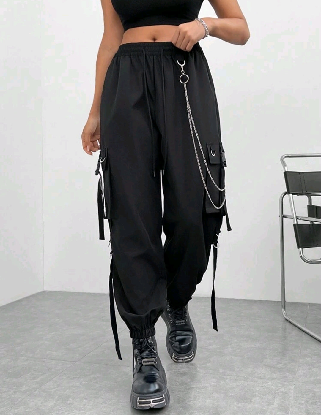Women Functional Belt Cargo Pants