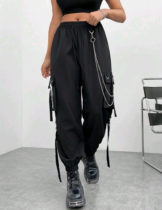 Women Functional Belt Cargo Pants