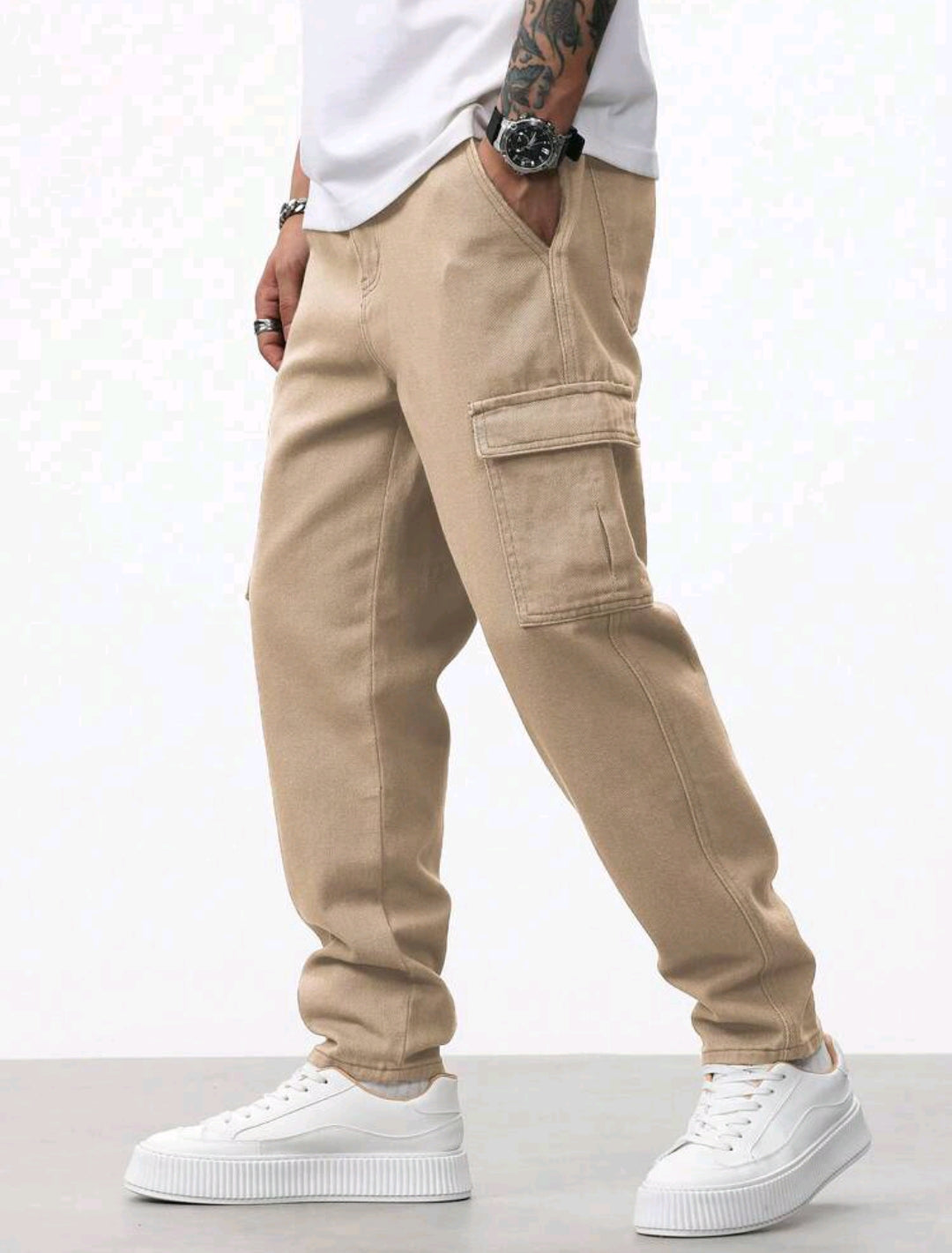 Drawstring denim Cargo pants