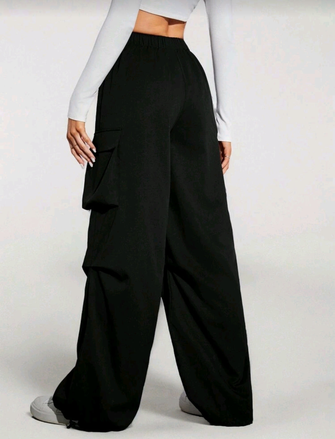 Tall black street cargo pants