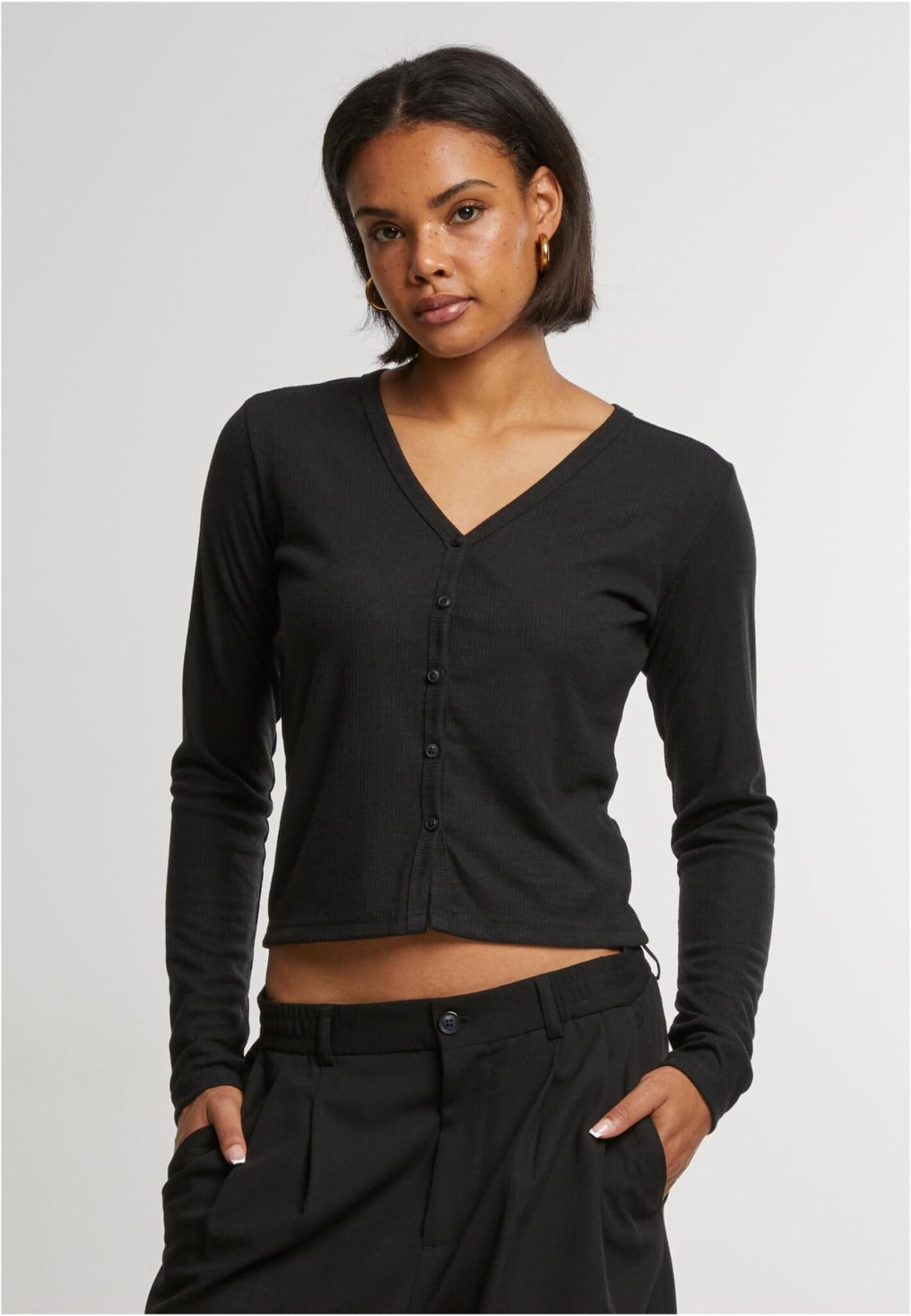 Women's cardigan Charcoal ribbed twinset