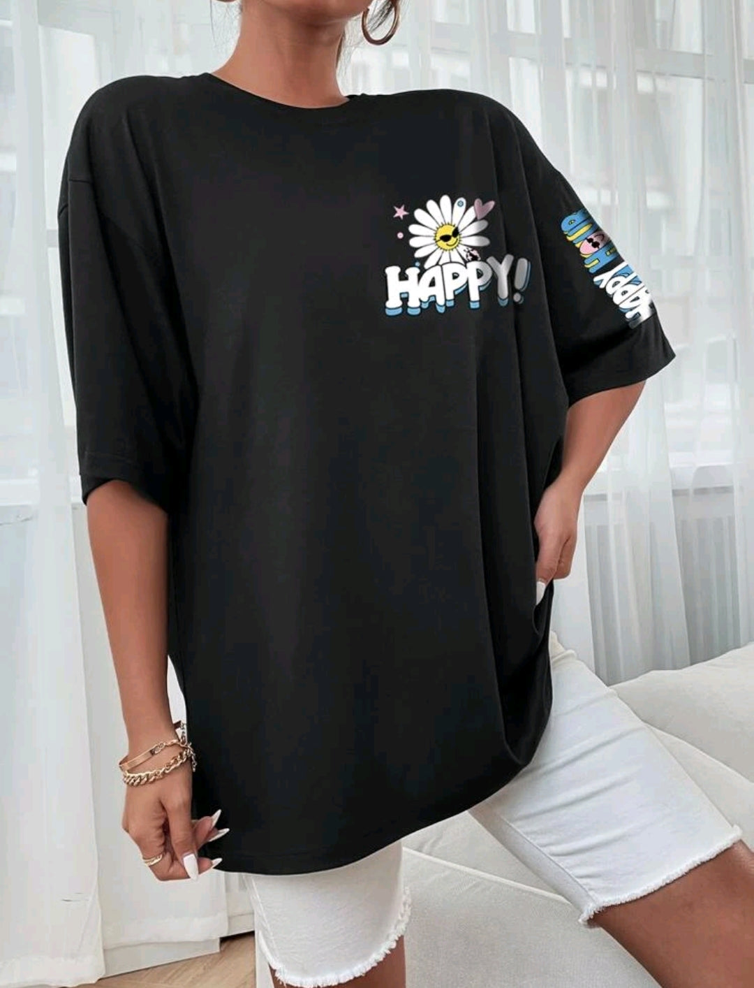 Cartoon Graphic Drop Shoulder Tee