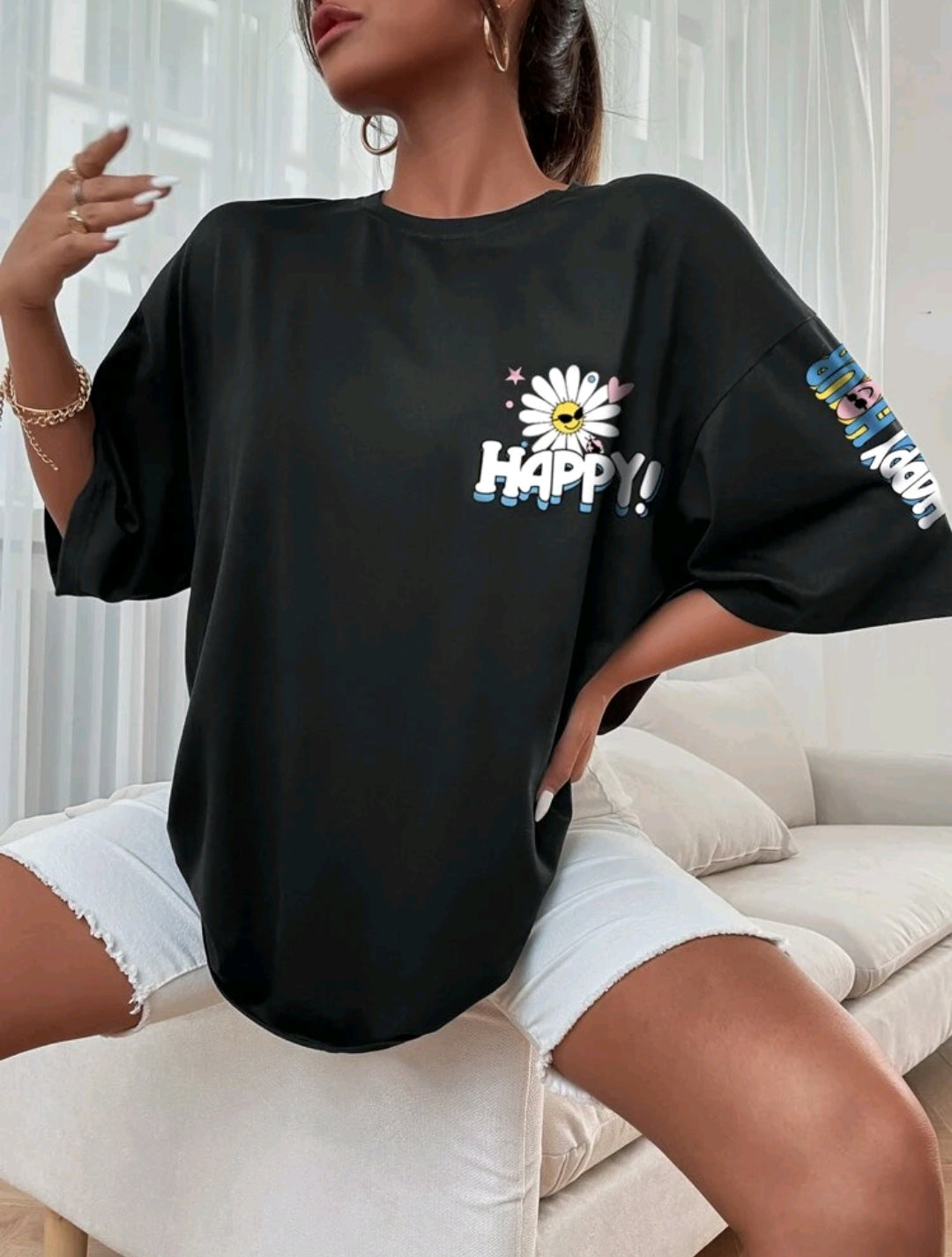 Cartoon Graphic Drop Shoulder Tee