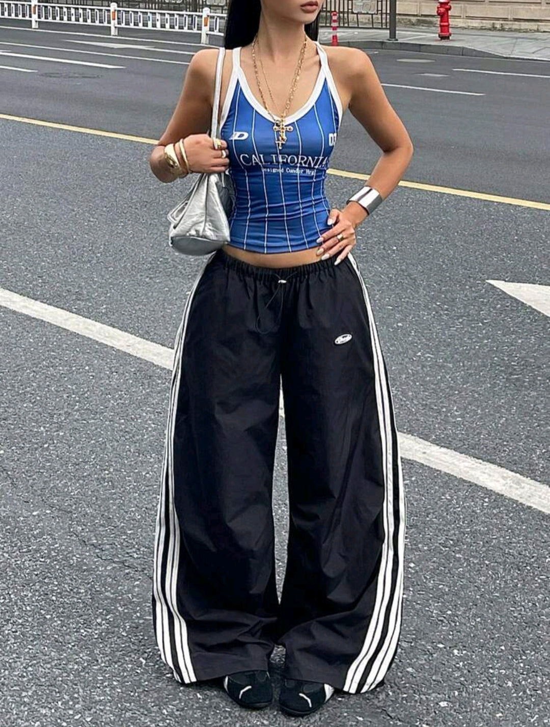 Striped Wide Leg Trouser