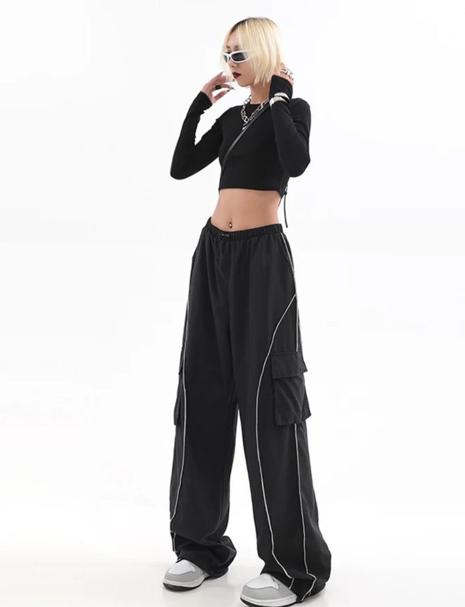Wide Leg Stripes Cargo