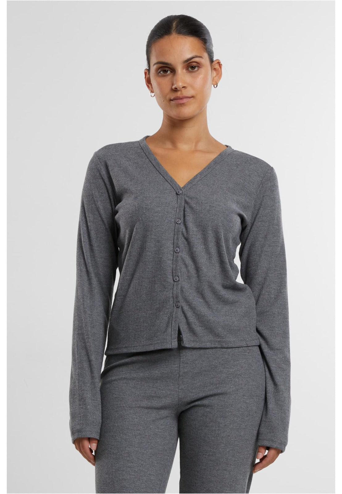 Women's cardigan Charcoal ribbed twinset