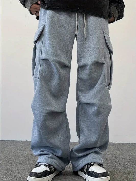 Wide leg pleated sporty cargo pant