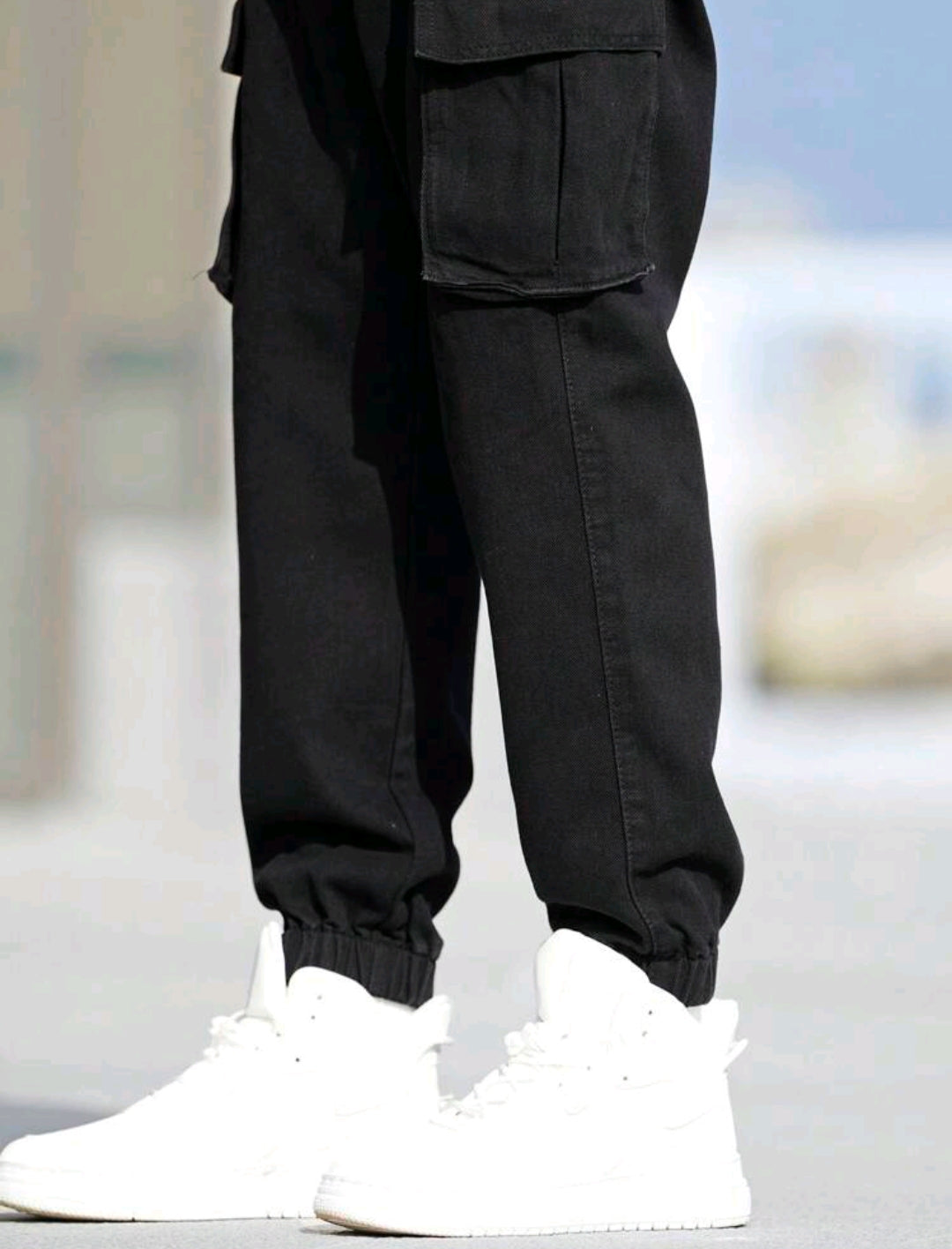 Drawstring denim Cargo pants