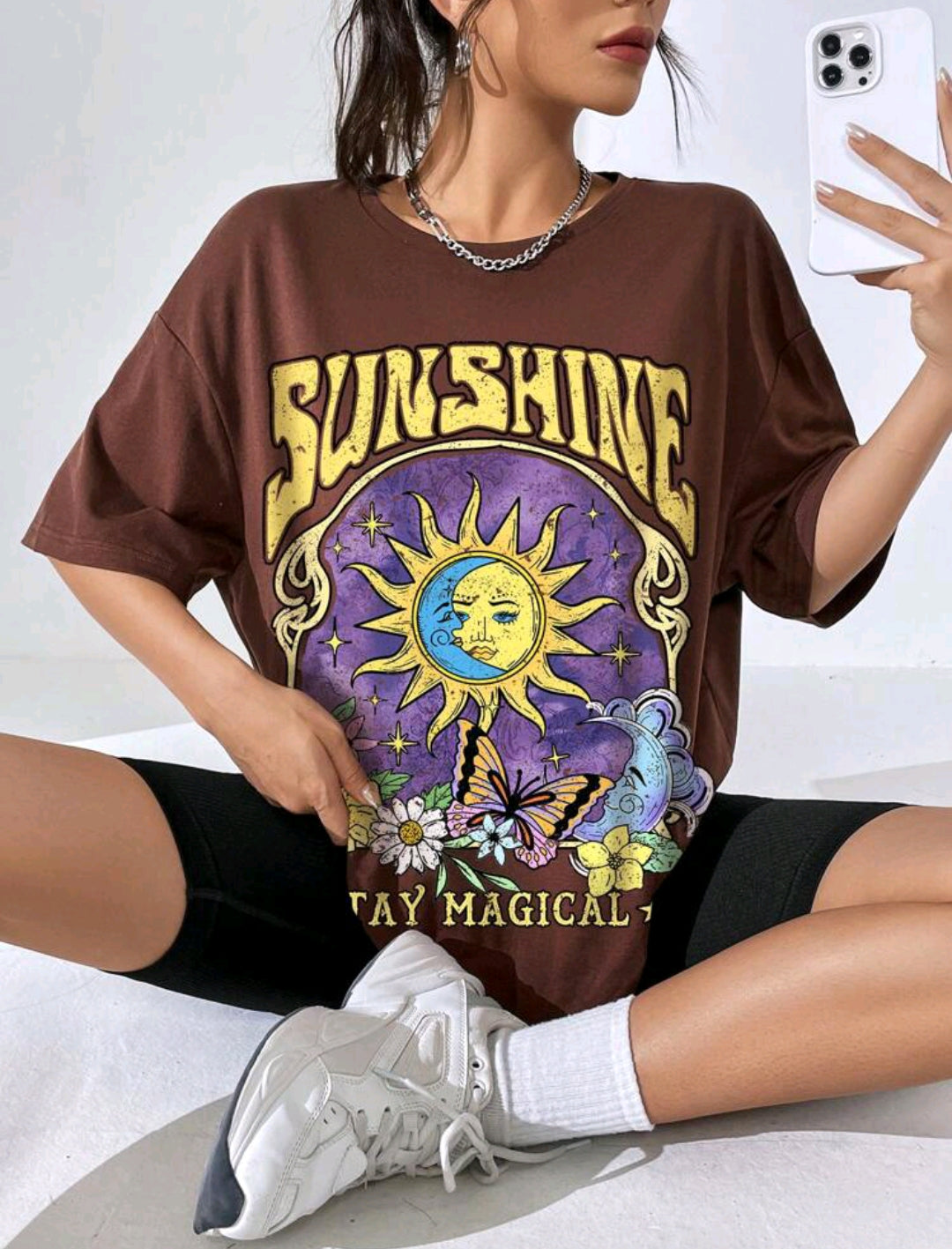 Graphic printed drop shoulder Sunshine Tee