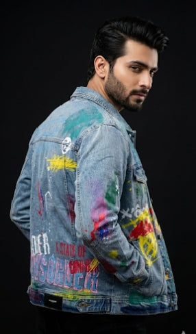 Hand painted graffiti Denim Jacket