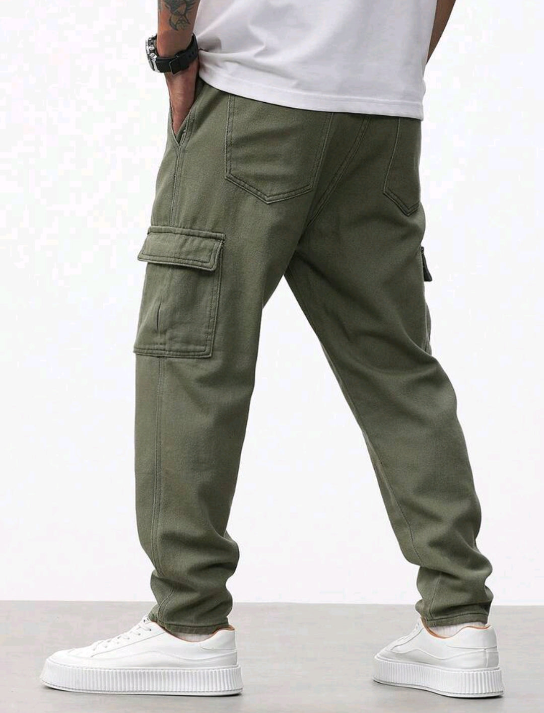 Drawstring denim Cargo pants