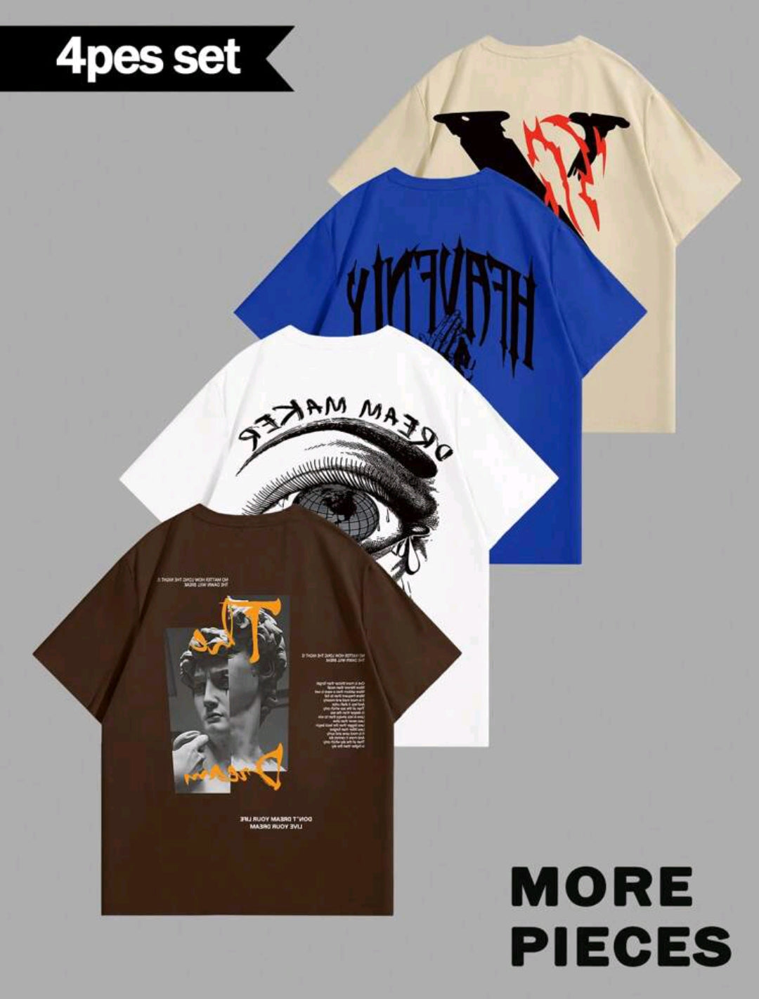 Pack of 4 Drop Shoulder Tees