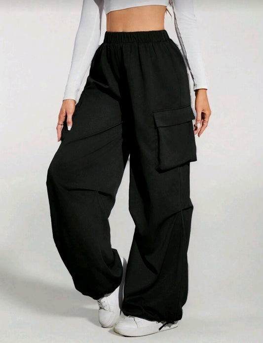 Tall black street cargo pants