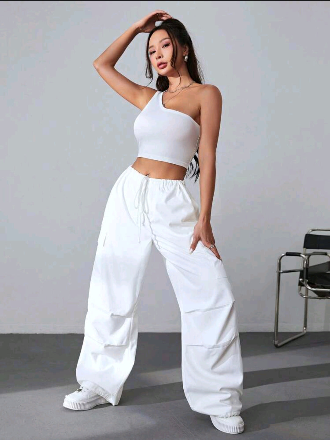 Drawstring waist flap pocket cargo