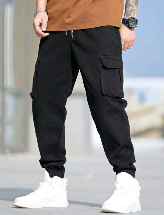 Drawstring denim Cargo pants