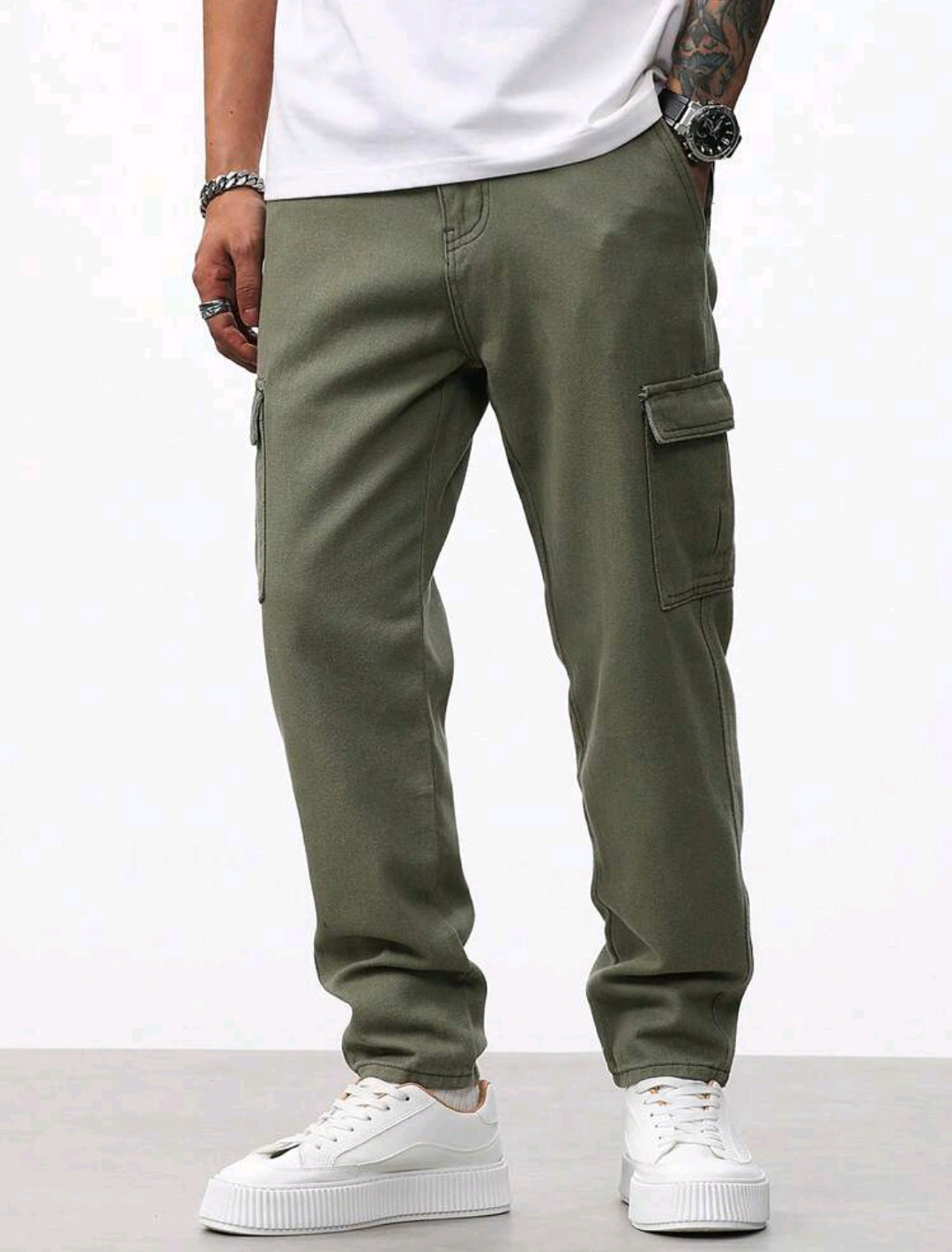 Drawstring denim Cargo pants