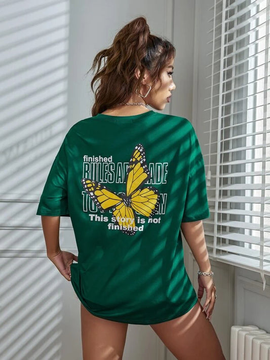 Butterfly Graphic Drop Shoulder Tee