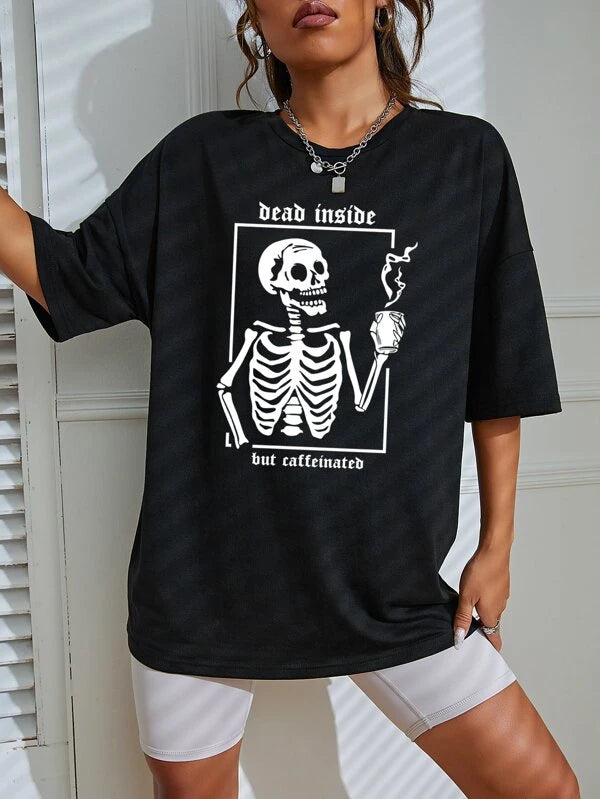 Skeleton Graphic Drop Shoulder Tee