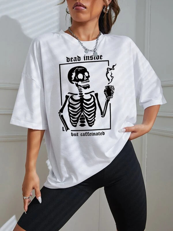 Skeleton Graphic Drop Shoulder Tee