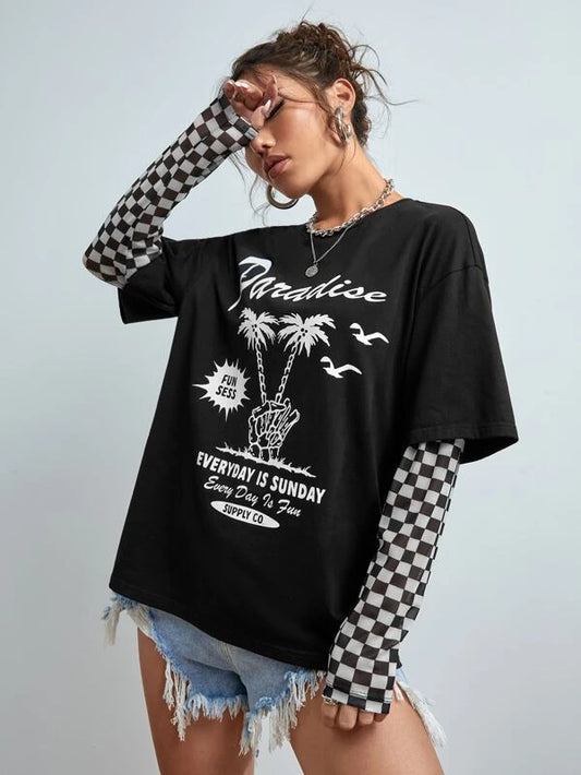 Tropical & Letter Graphic Tee