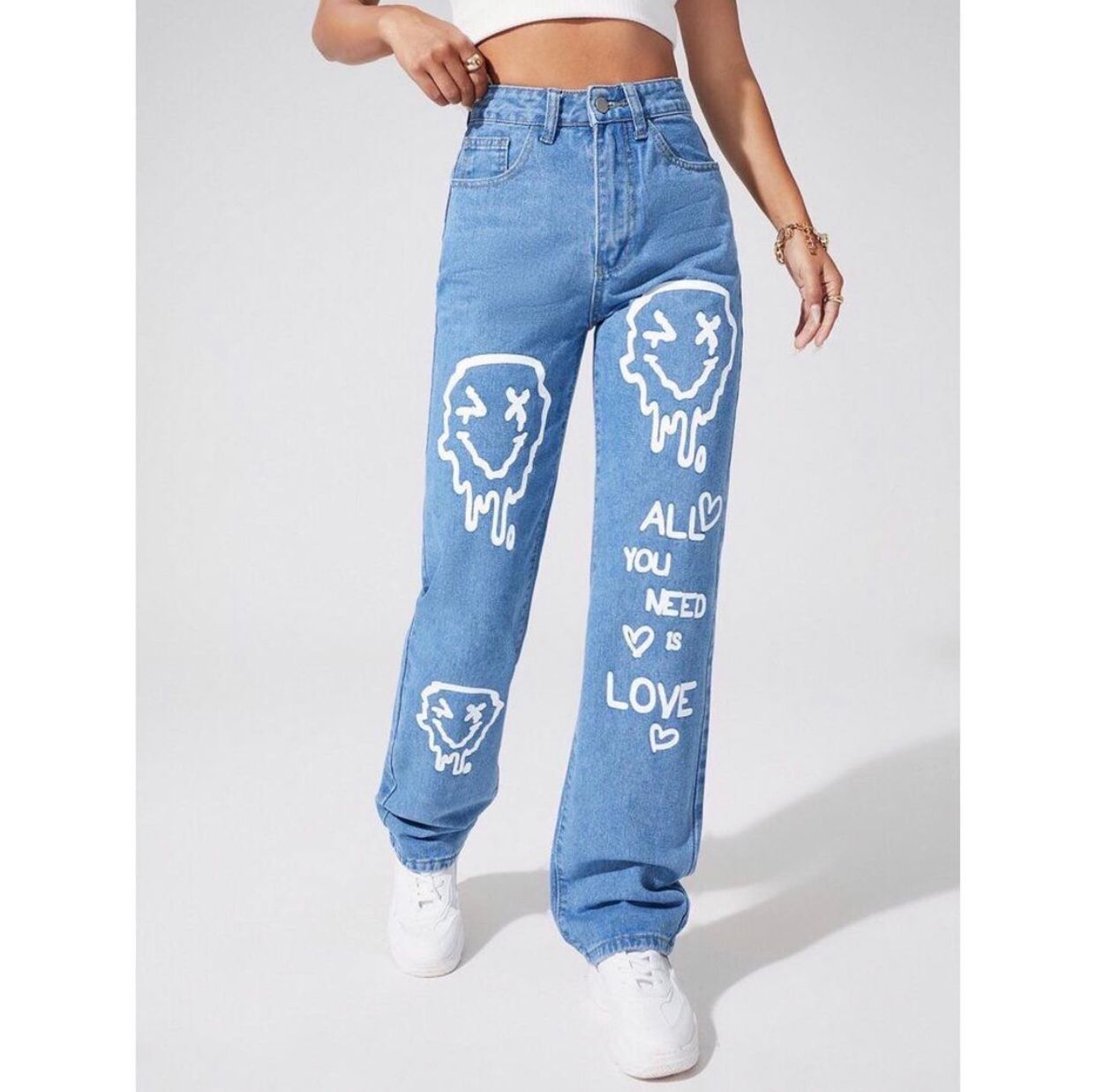 Lite Washed Graphic Printed Jeans