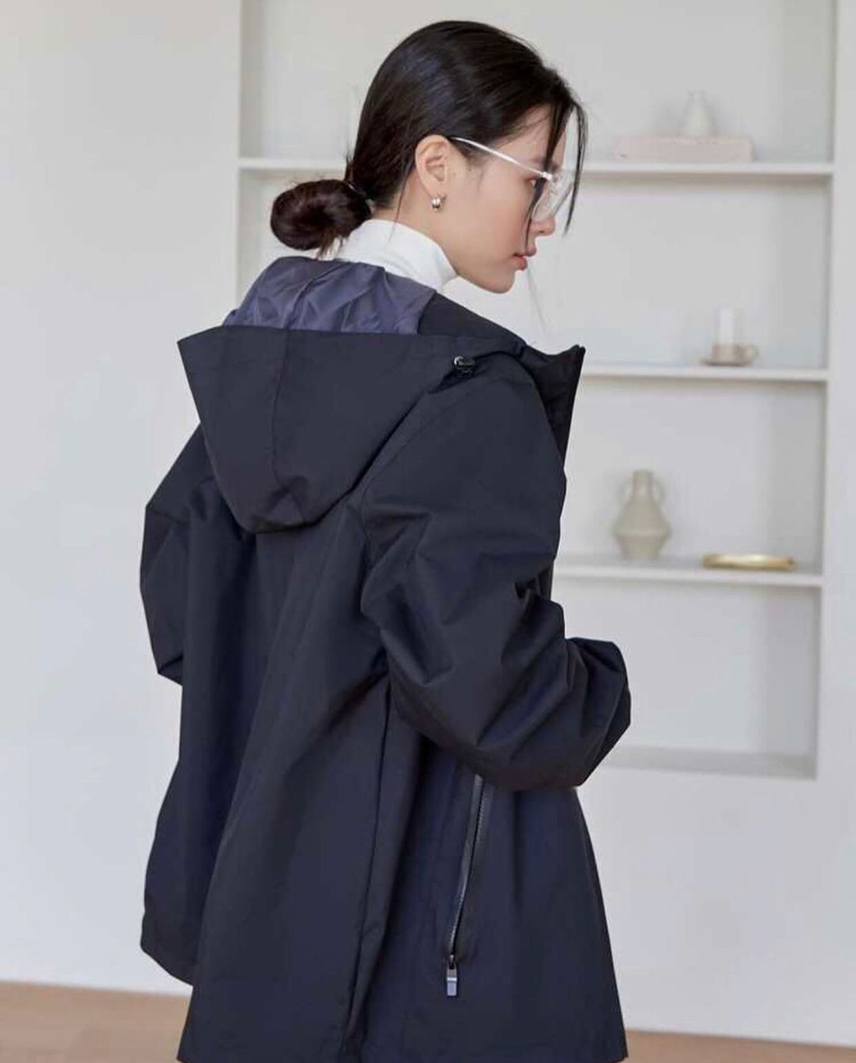 Zip Front Drawstring Hooded Jacket